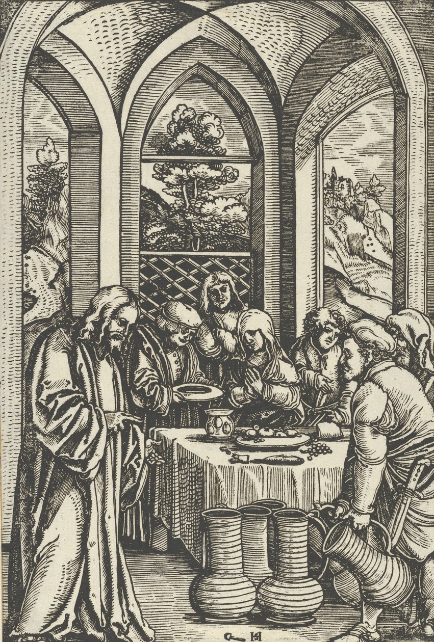 Wesele w Kanie, z Życia Chrystusa, ca. 1511-12. autorstwa Hans Schäufelein the Elder