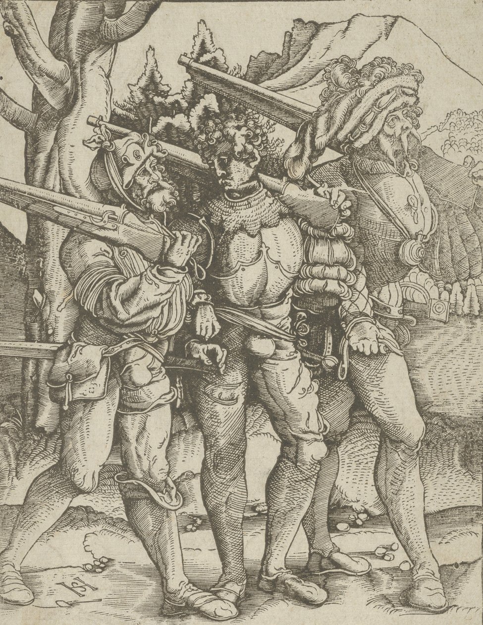 Trzech Żołnierzy z Muszkietami, ca. 1511-15. autorstwa Hans Schäufelein the Elder