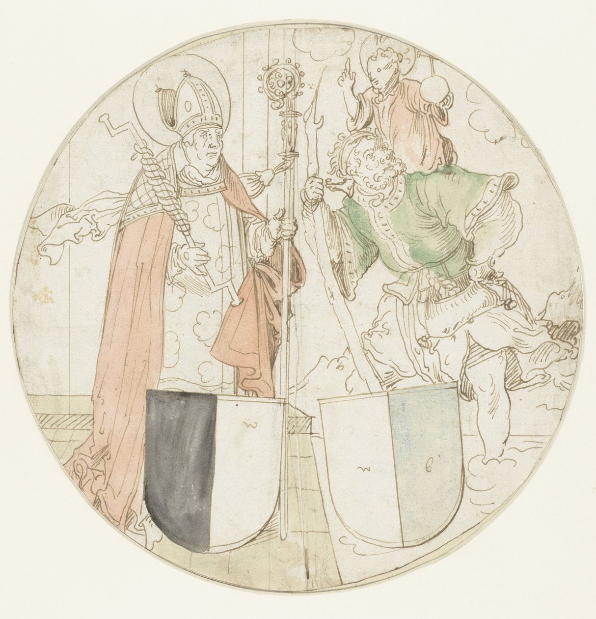 Święci Krzysztof i Erazm, każdy z herbami autorstwa Hans Sebald Beham (possibly)