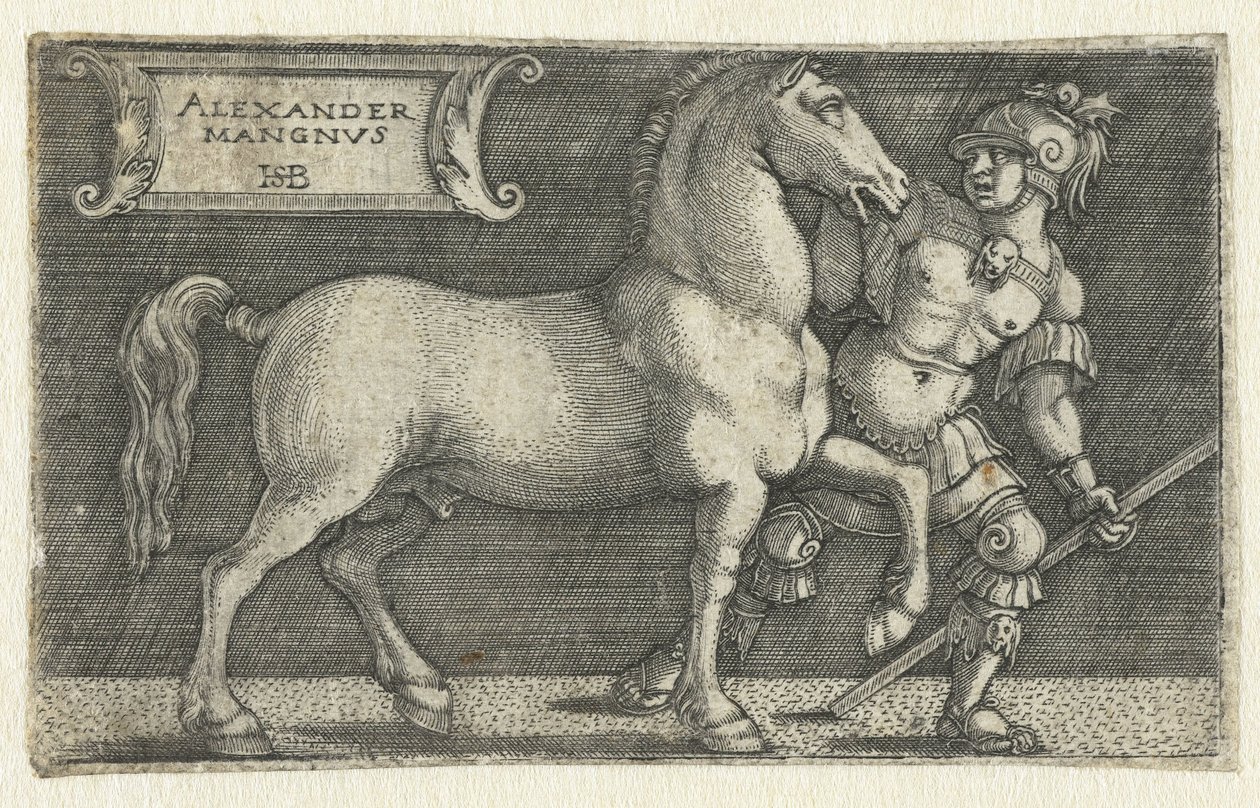 Aleksander Wielki ze swoim koniem Bucefał Alexander Mangnvs (tytuł na obiekcie) autorstwa Hans Sebald Beham