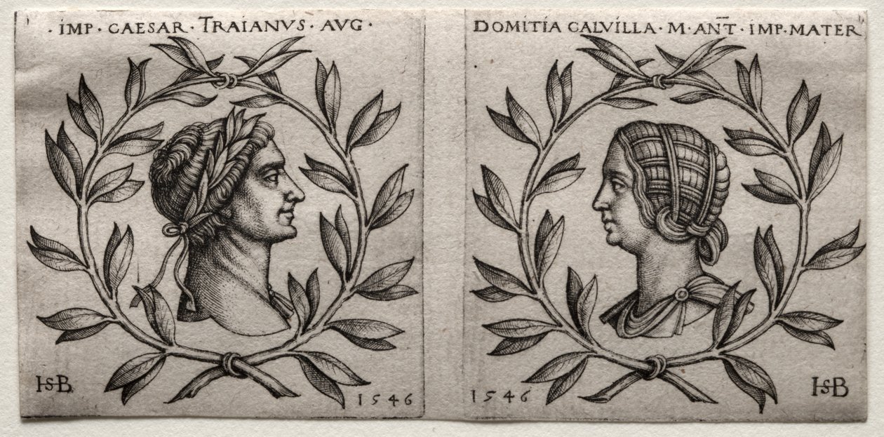 Popiersia cesarza Trajana i Domicji Calvilla, 1546. autorstwa Hans Sebald Beham