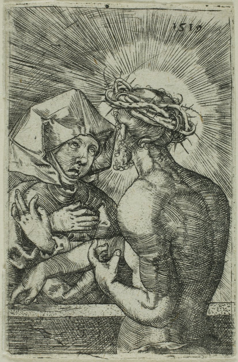 Chrystus ukoronowany cierniem przemawiający do swojej matki autorstwa Hans Sebald Beham