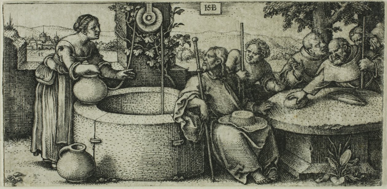 Chrystus i kobieta z Samarii autorstwa Hans Sebald Beham