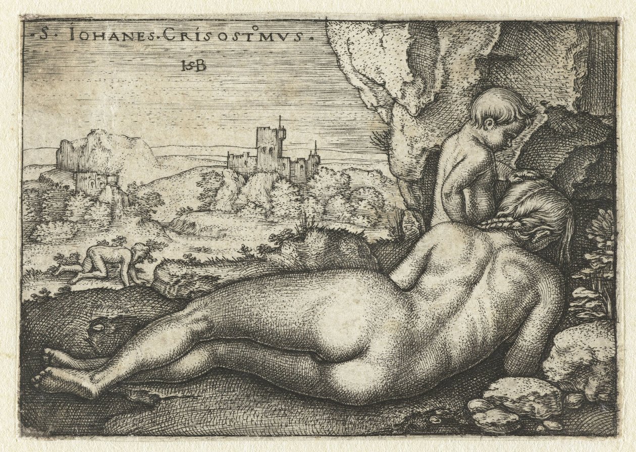 Święty Jan Chryzostom jako pustelnik na pustyni autorstwa Hans Sebald Beham