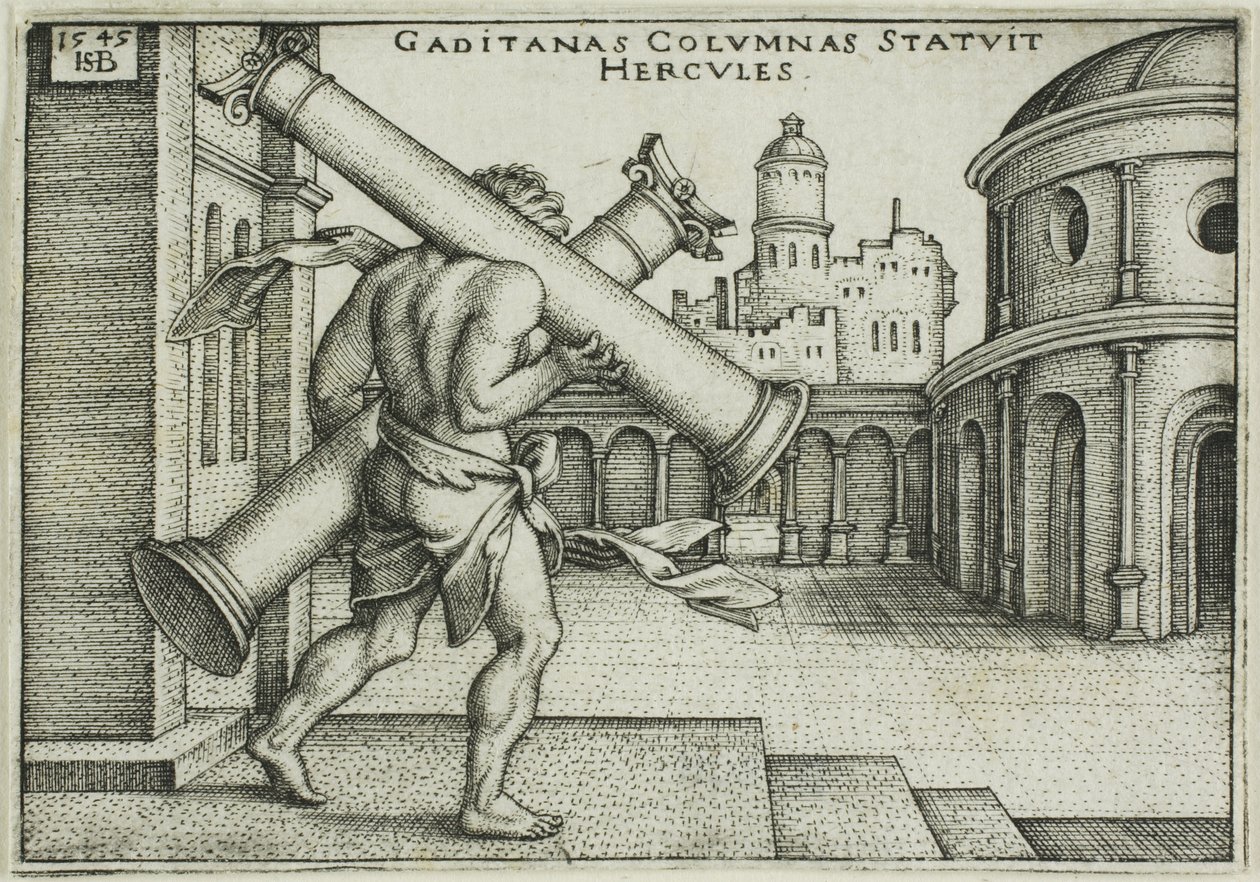 Herkules i kolumny Gazy autorstwa Hans Sebald Beham