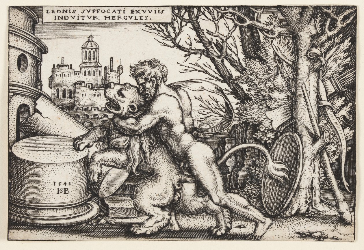 Herkules i lew nemejski autorstwa Hans Sebald Beham