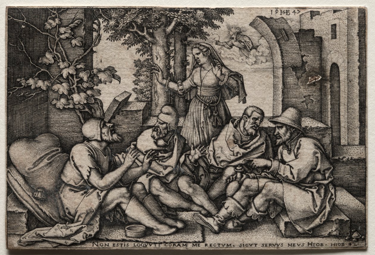 Job i jego przyjaciele. autorstwa Hans Sebald Beham