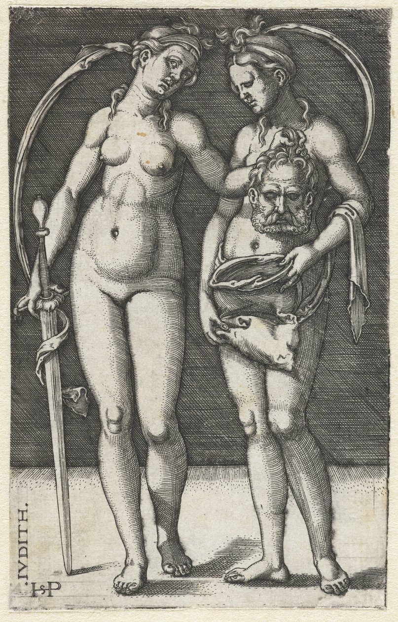 Judyta z głową Holofernesa i służącą Judyta (tytuł na obiekcie) autorstwa Hans Sebald Beham