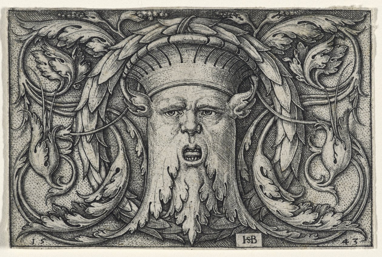 Mascaron, 1543 (rycina na papierze czerpanym) autorstwa Hans Sebald Beham