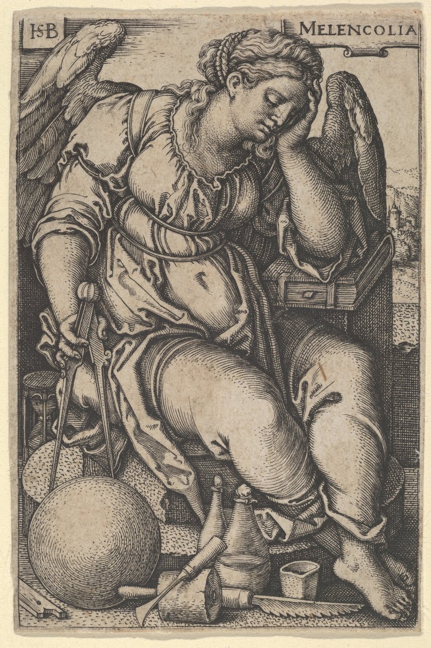 Melancholia, ok. 1500-50 (rycina) autorstwa Hans Sebald Beham