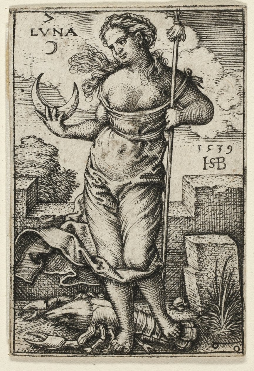 Księżyc, płyta siódma z Siedmiu planet ze zodiakami autorstwa Hans Sebald Beham