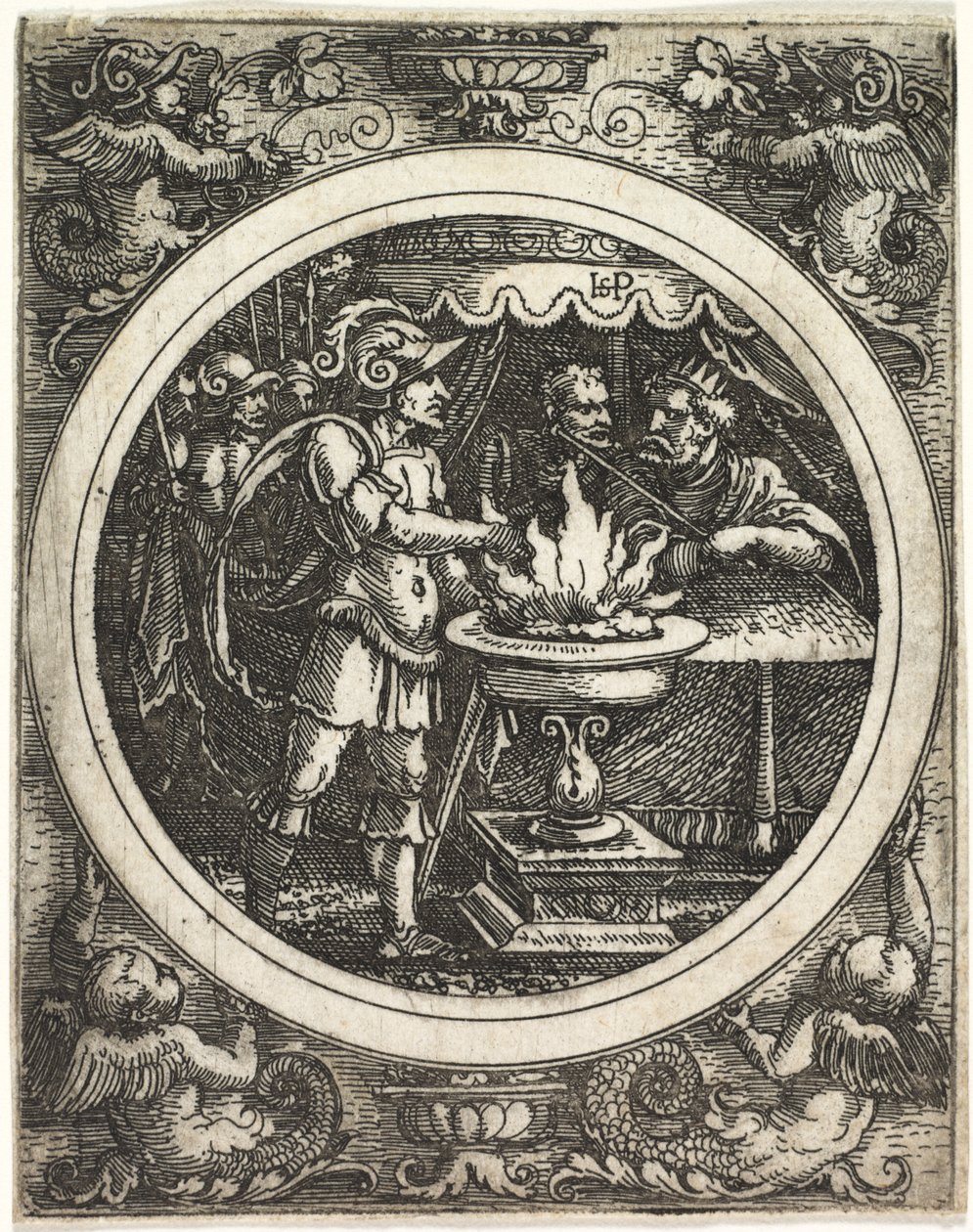 Mucius Scaevola trzymający rękę w ogniu autorstwa Hans Sebald Beham