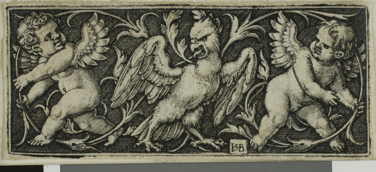 Ornament z orłem i dwoma geniuszami z czterech winiet autorstwa Hans Sebald Beham