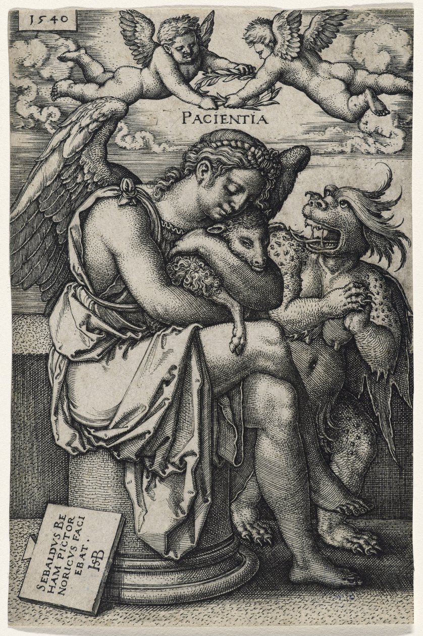 Cierpliwość (Die Geduld), 1540 (rycina na papierze kładzionym) autorstwa Hans Sebald Beham