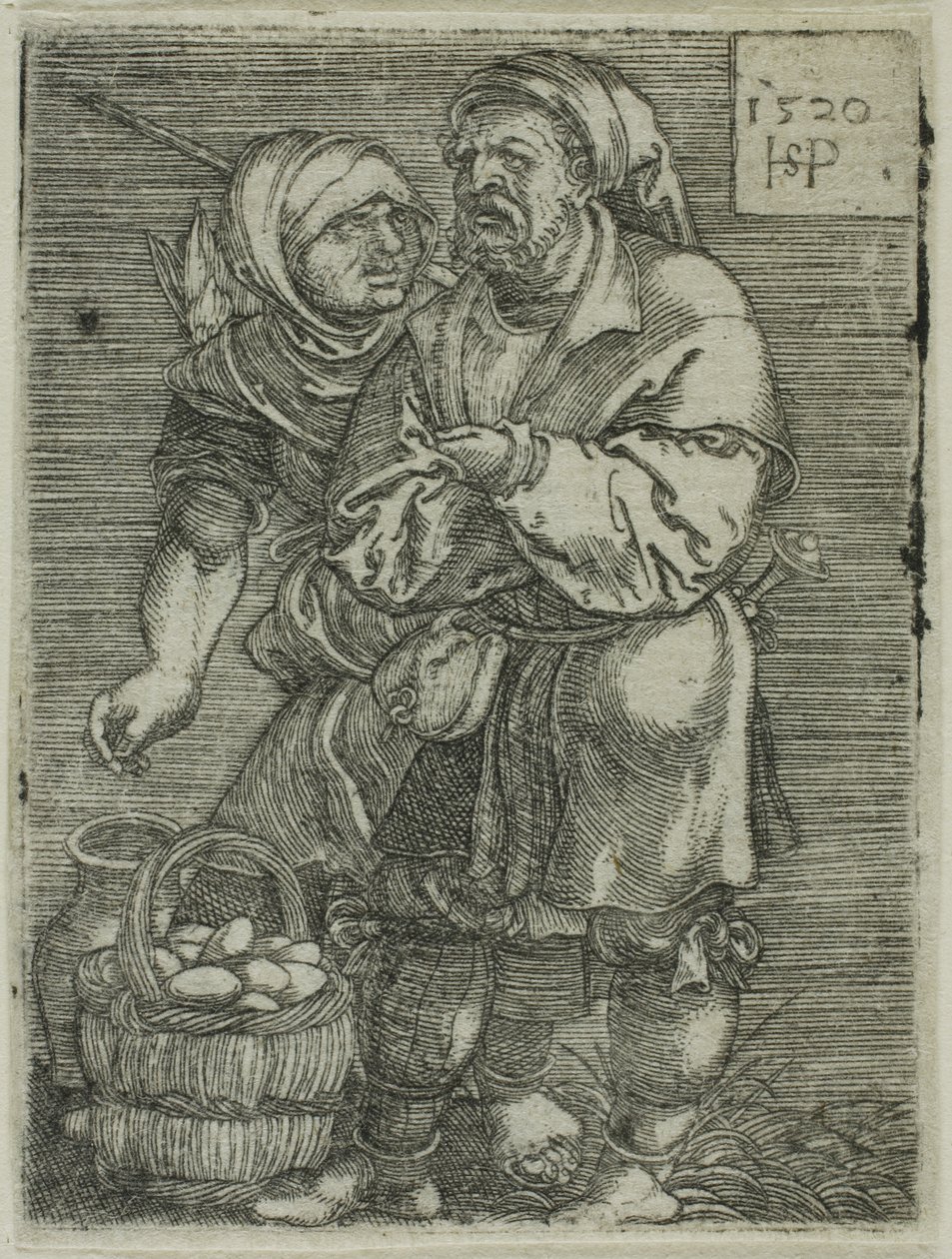 Chłopska para sprzedająca jajka autorstwa Hans Sebald Beham
