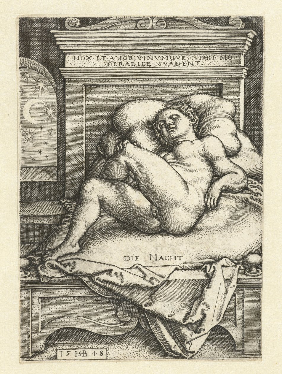 Naga kobieta śpi jak noc Tamta noc (tytuł na obiekcie) autorstwa Hans Sebald Beham