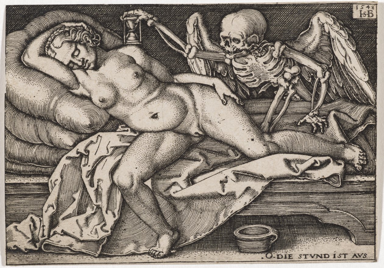 Śpiąca dziewczyna i śmierć, 1548 autorstwa Hans Sebald Beham