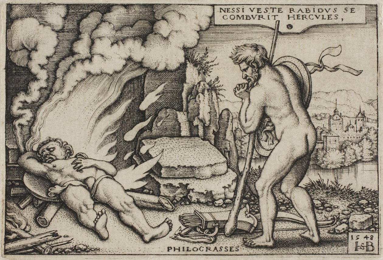 Śmierć Herkulesa, z prac Herkulesa, 1548 autorstwa Hans Sebald Beham