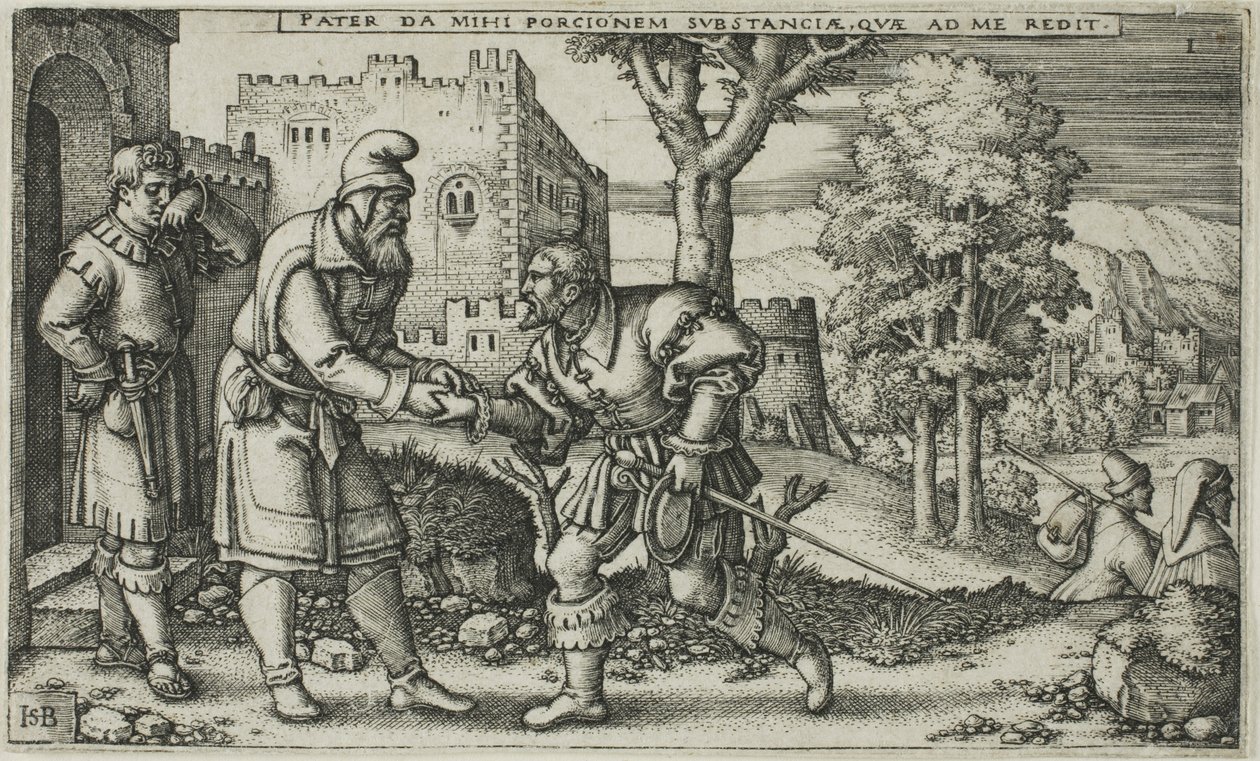 Odejście syna marnotrawnego, plansza pierwsza z Historii syna marnotrawnego autorstwa Hans Sebald Beham