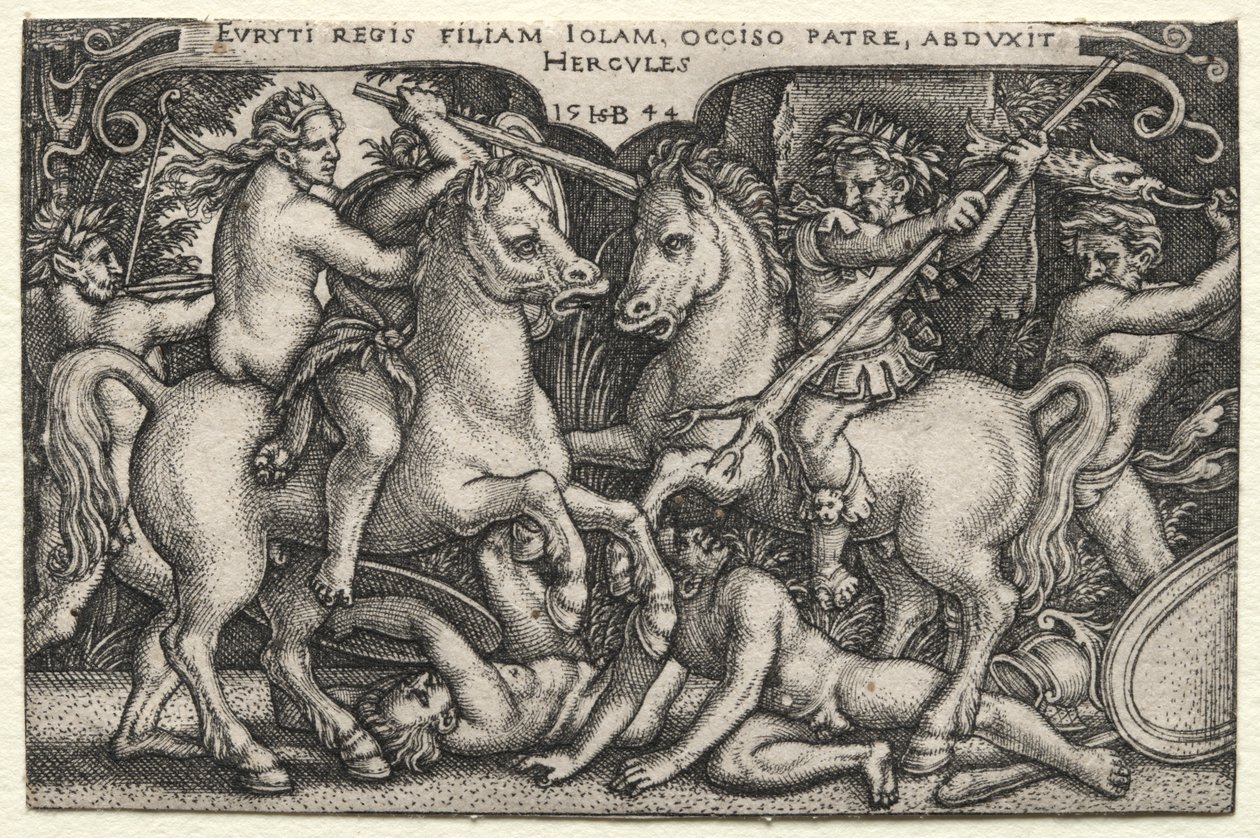 Prace Herkulesa: Herkules porywający Iole, 1544. autorstwa Hans Sebald Beham