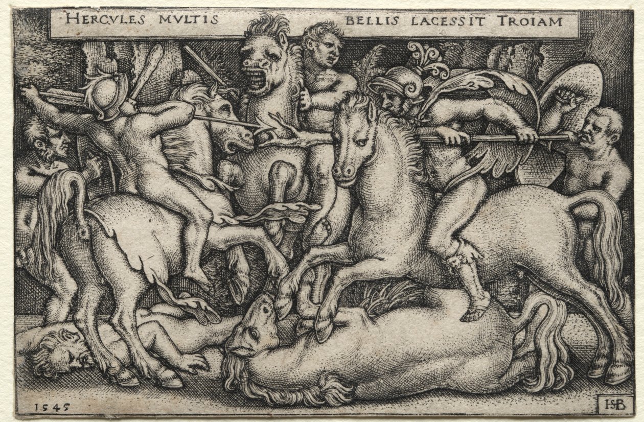 Prace Herkulesa: Herkules podbija Troję, 1545. autorstwa Hans Sebald Beham