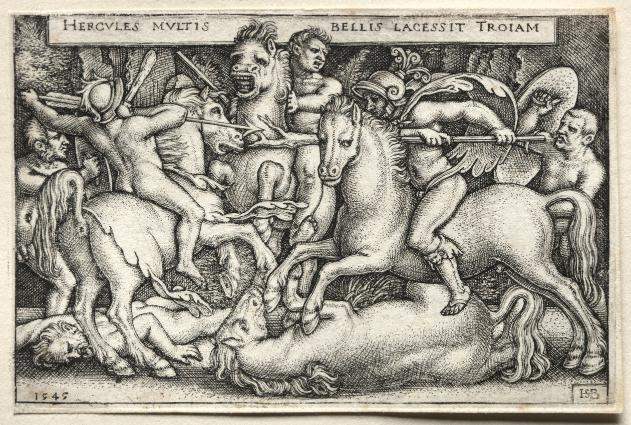 Prace Herkulesa: Herkules podbija Troję, 1545. autorstwa Hans Sebald Beham