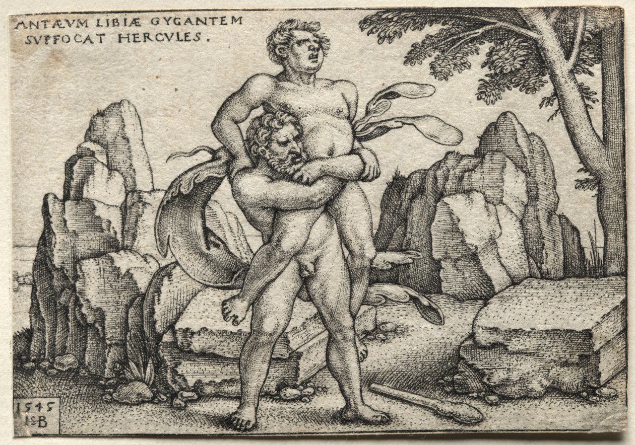 Herkules miażdżący Anteusza autorstwa Hans Sebald Beham