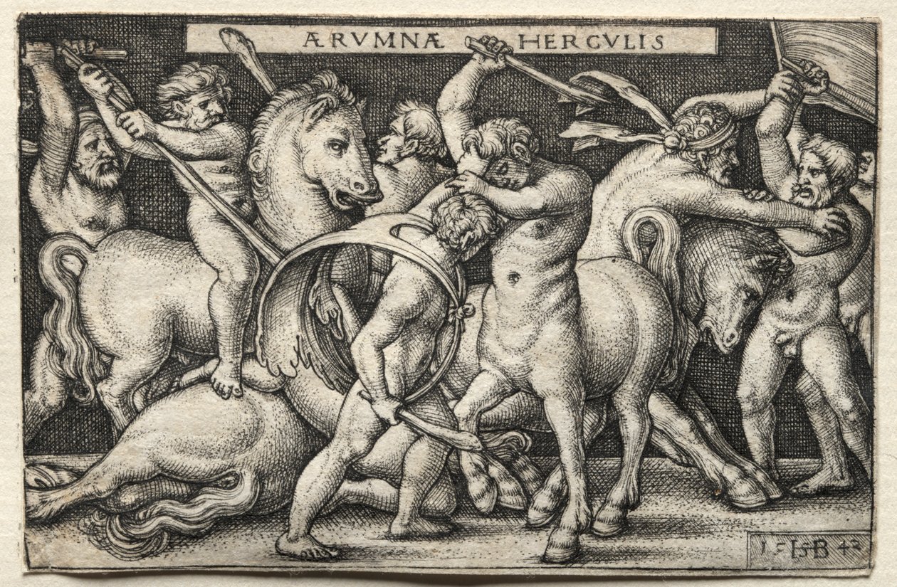 Prace Herkulesa: Herkules pokonujący centaury, 1542. autorstwa Hans Sebald Beham