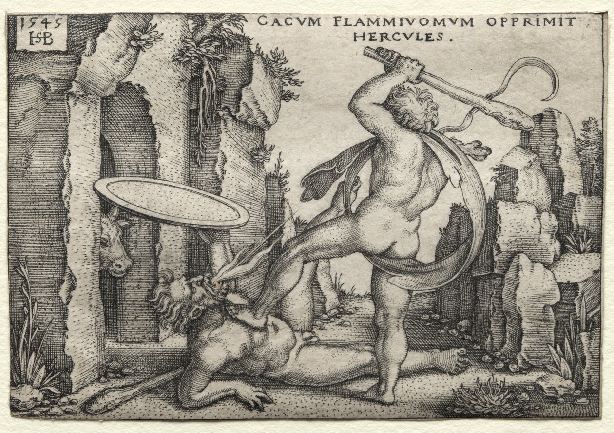 Prace Herkulesa: Herkules zabija gigantycznego Cacus autorstwa Hans Sebald Beham