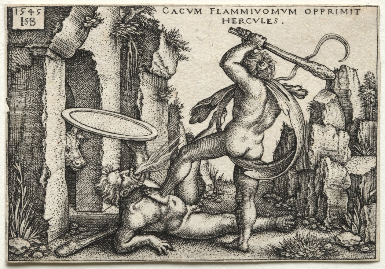 Herkules zabijający olbrzyma Kakusa autorstwa Hans Sebald Beham