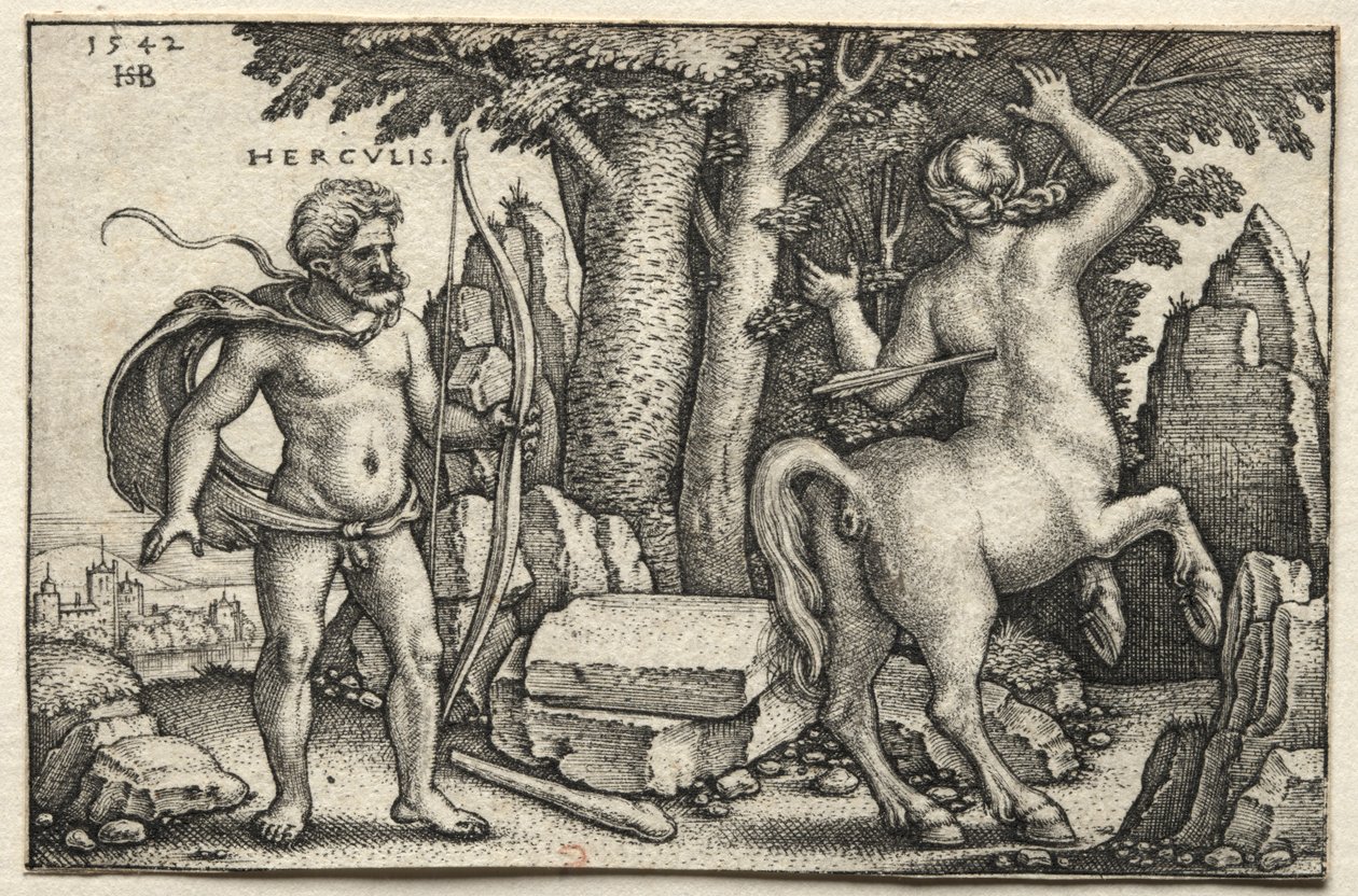 Herkules strzelający do Nessusa autorstwa Hans Sebald Beham