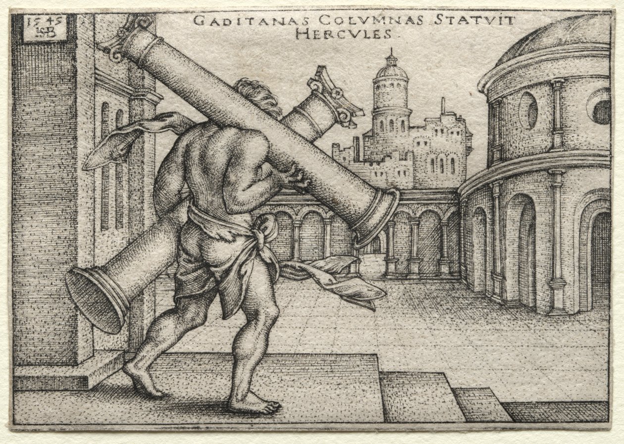 Dzieła Herkulesa: Herkules i kolumny Gades autorstwa Hans Sebald Beham