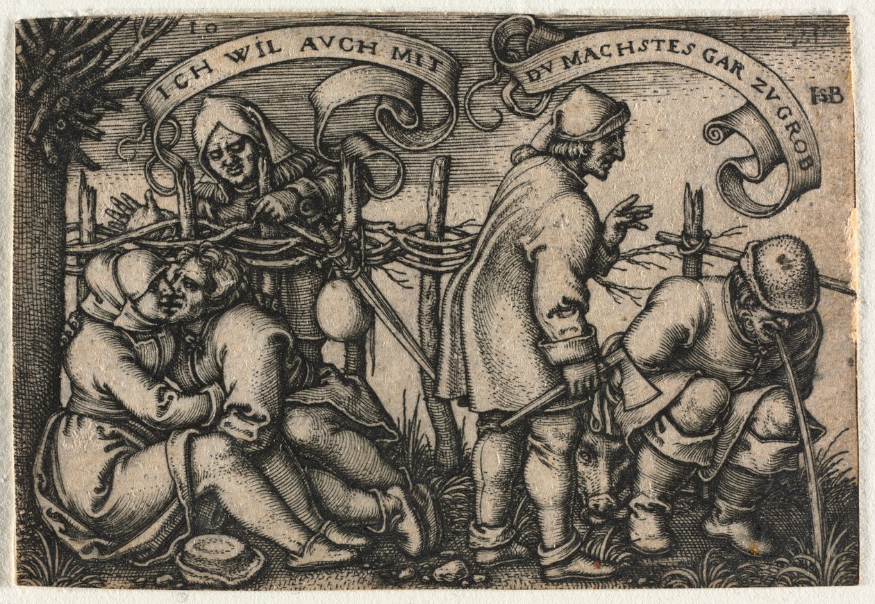 Wesele chłopskie czyli dwanaście miesięcy: nr 10, 1546. autorstwa Hans Sebald Beham