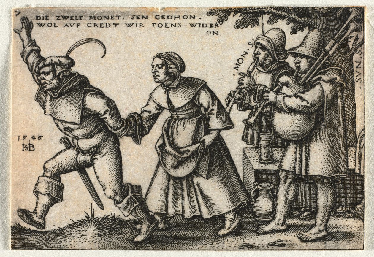 Wesele chłopskie czyli dwanaście miesięcy: nr 7, 1546. autorstwa Hans Sebald Beham