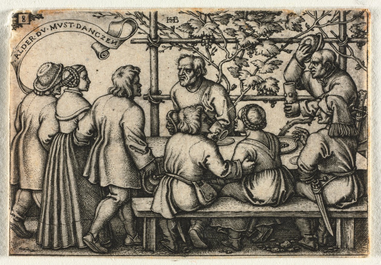 Wesele chłopskie czyli dwanaście miesięcy: nr 8, 1546. autorstwa Hans Sebald Beham
