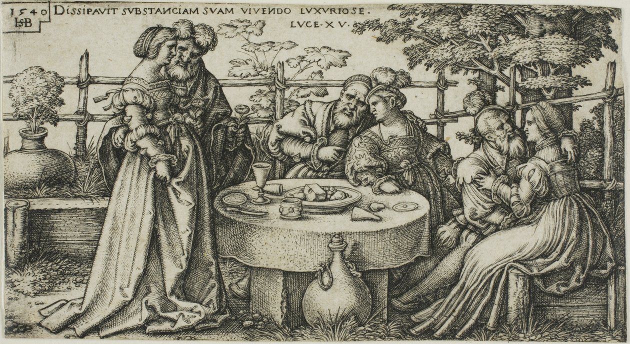 Syn marnotrawny marnuje swoją fortunę, płyta druga z Historii syna marnotrawnego autorstwa Hans Sebald Beham