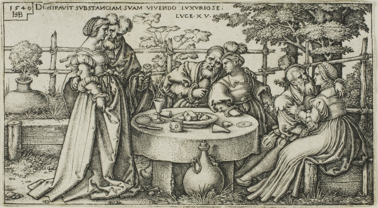 Syn marnotrawny marnuje swoją fortunę, płyta druga z Historii syna marnotrawnego autorstwa Hans Sebald Beham