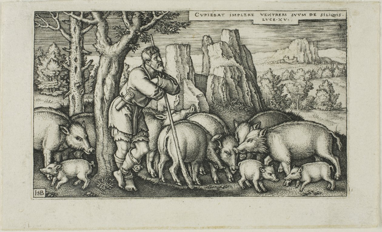 Syn marnotrawny ze świnią, płyta trzecia z Historii syna marnotrawnego autorstwa Hans Sebald Beham