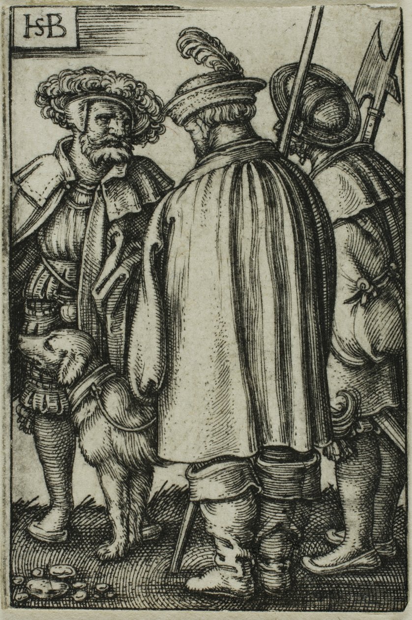 Trzech żołnierzy i pies autorstwa Hans Sebald Beham