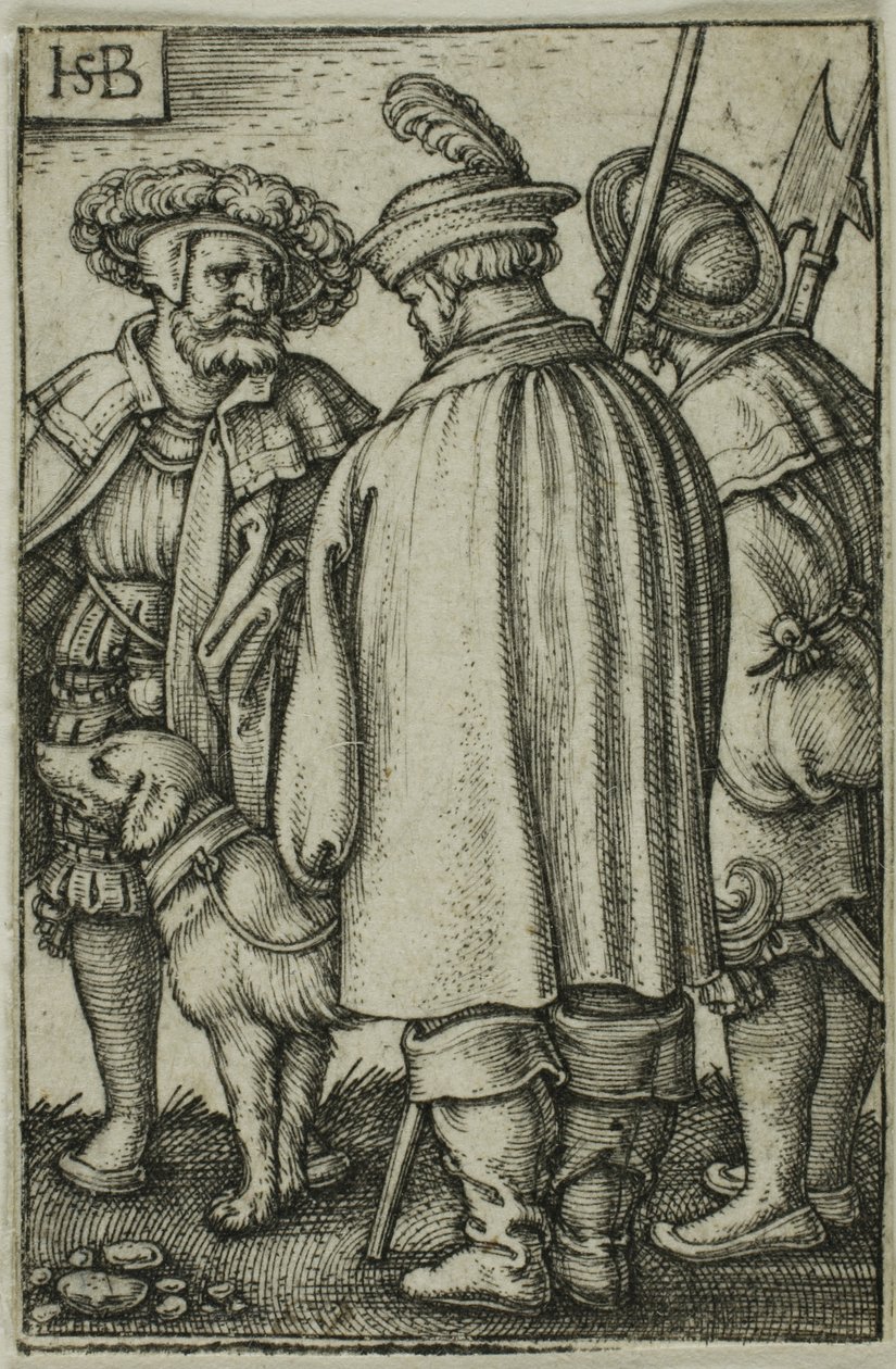 Trzech żołnierzy i pies autorstwa Hans Sebald Beham