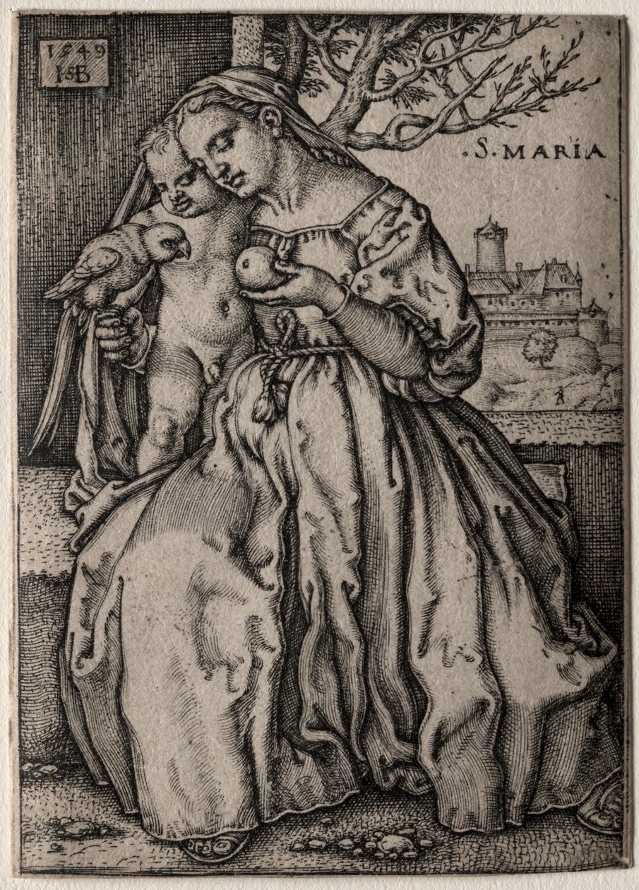 Dziewica z papugą, 1549. autorstwa Hans Sebald Beham