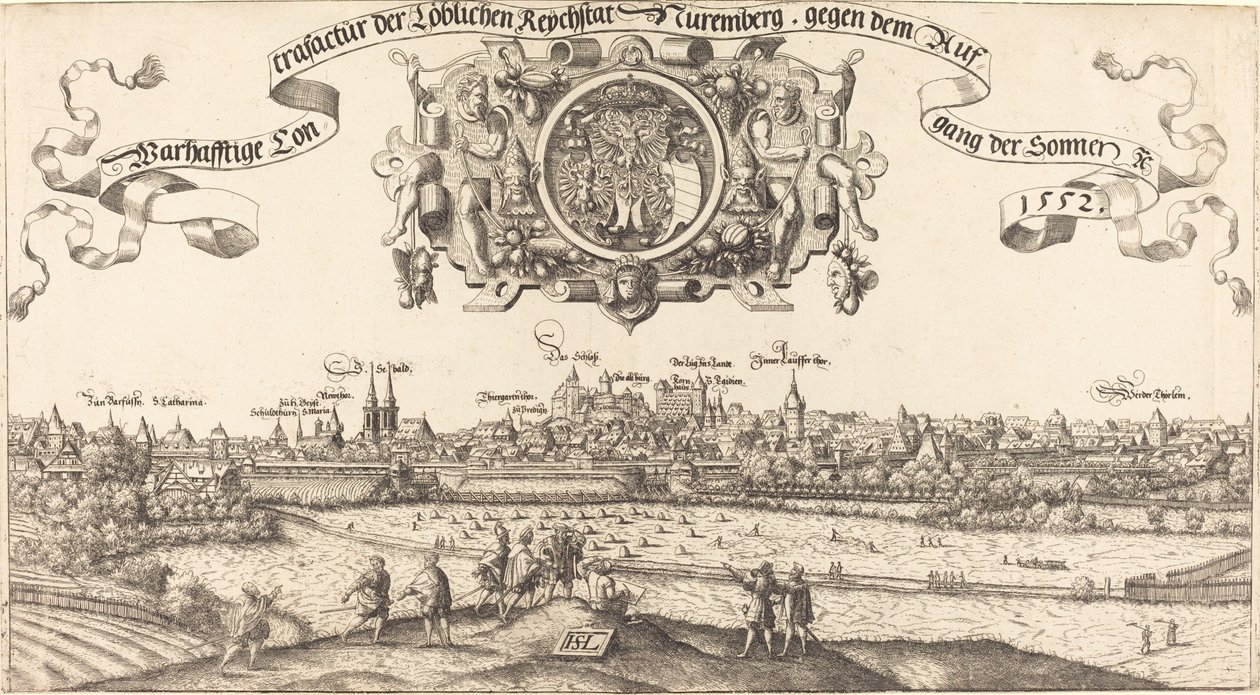 Widok Norymbergi od wschodu [część środkowa], 1552. autorstwa Hans Sebald Lautensack