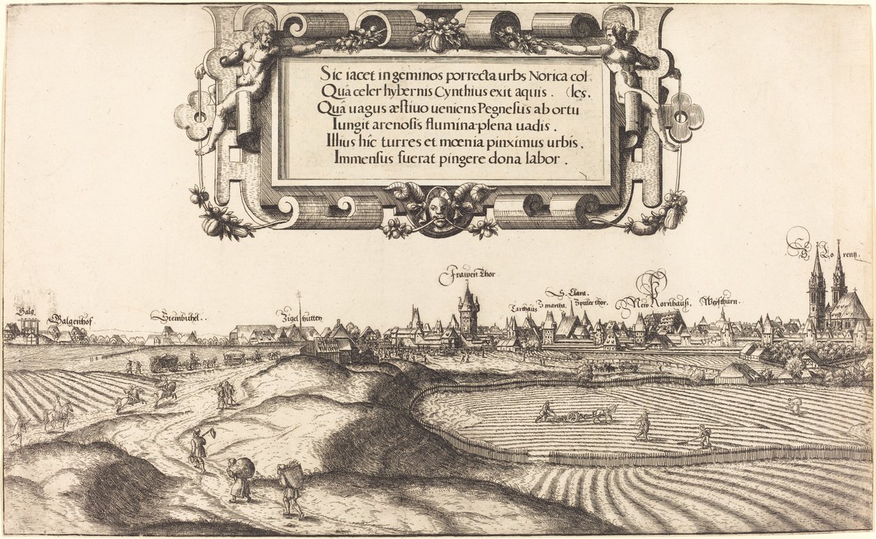 Widok Norymbergi od wschodu [część lewa], 1552. autorstwa Hans Sebald Lautensack