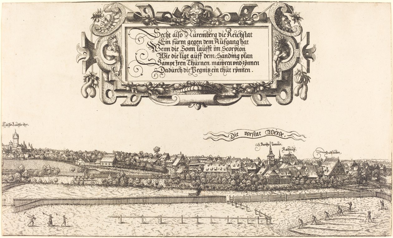Widok Norymbergi od wschodu [część prawa], 1552. autorstwa Hans Sebald Lautensack