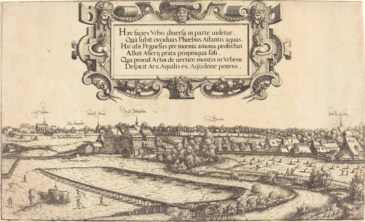Widok Norymbergi od zachodu [część lewa], 1552. autorstwa Hans Sebald Lautensack