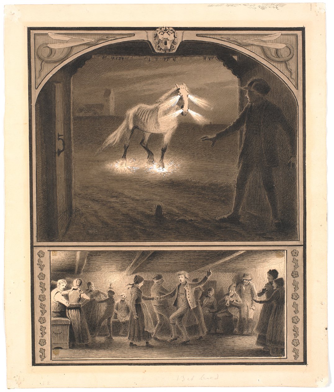 Ilustracja do św. św. Trybuny: „kosi”. Cały koń i Mowns; n.: taniec na farmie autorstwa Hans Smidth