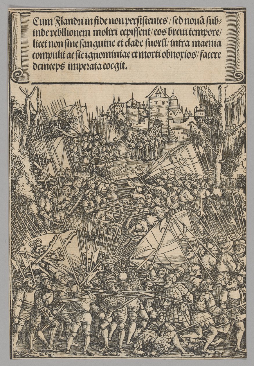 II bunt flamandzki, tablica 10 ze Scen historycznych z życia cesarza Maksymiliana I z Łuku Triumfalnego autorstwa Hans Springinklee