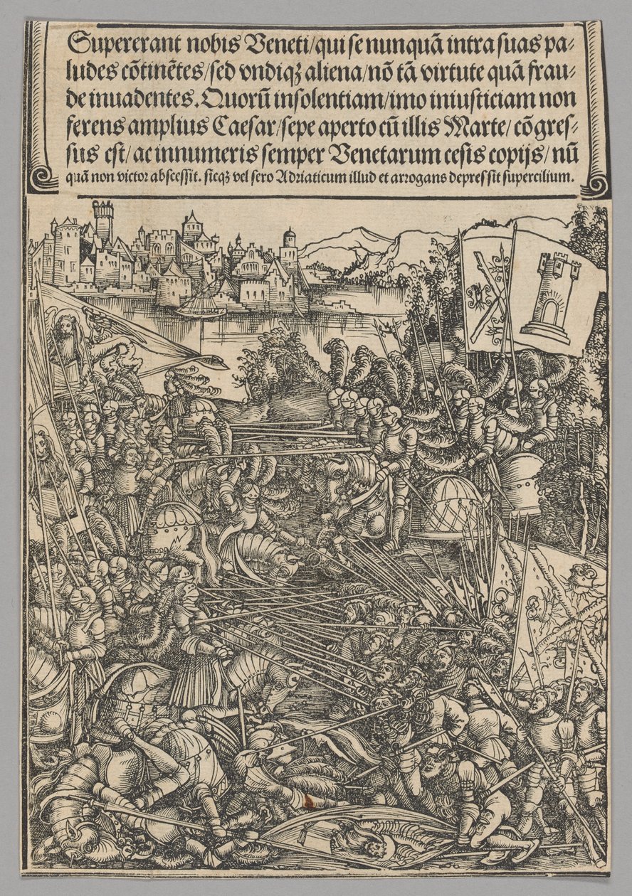 Wojna z Wenecją, tablica 21 ze Scen historycznych z życia cesarza Maksymiliana I z Łuku Triumfalnego autorstwa Hans Springinklee