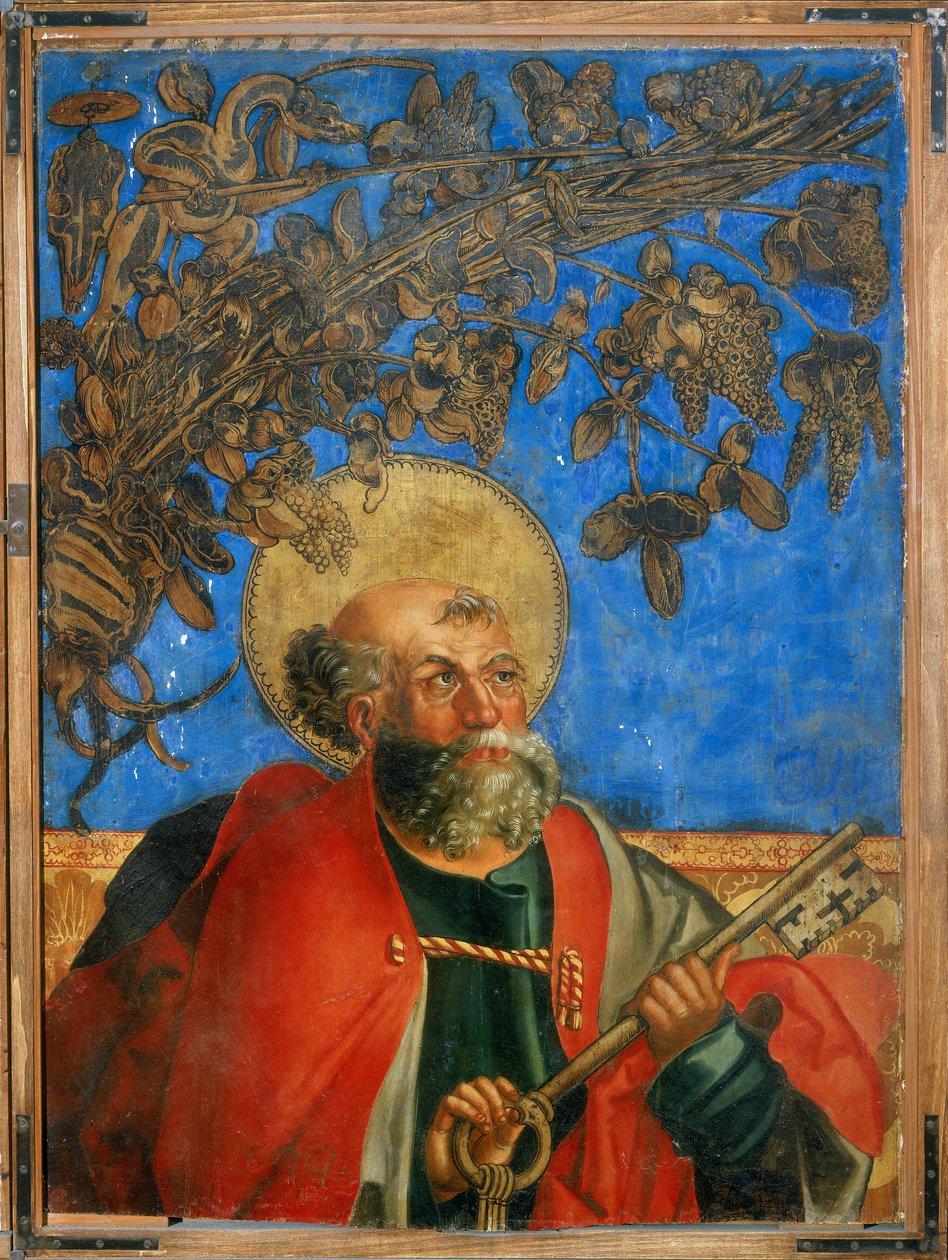 Święty Piotr, górna część, fragment Historie świętych Piotra i Pawła autorstwa Hans Suess Kulmbach
