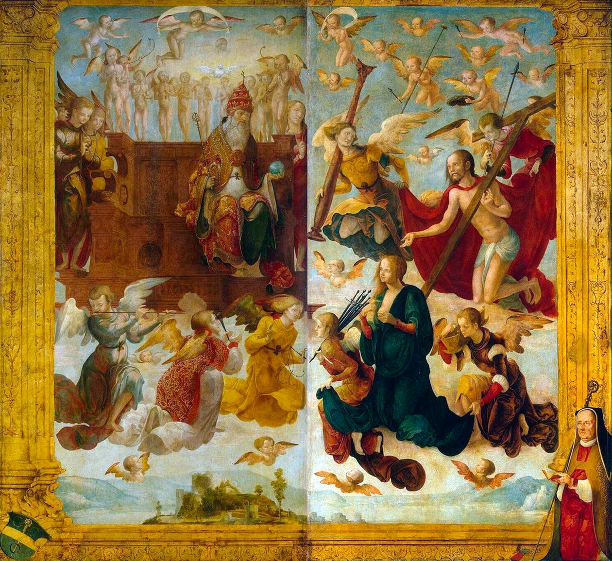 Chrystus i Maryja przed Bogiem Ojcem”, początek XVI wieku. autorstwa Hans Suess Kulmbach von